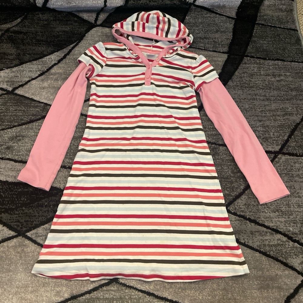 Striped Pink and White Kids Dress